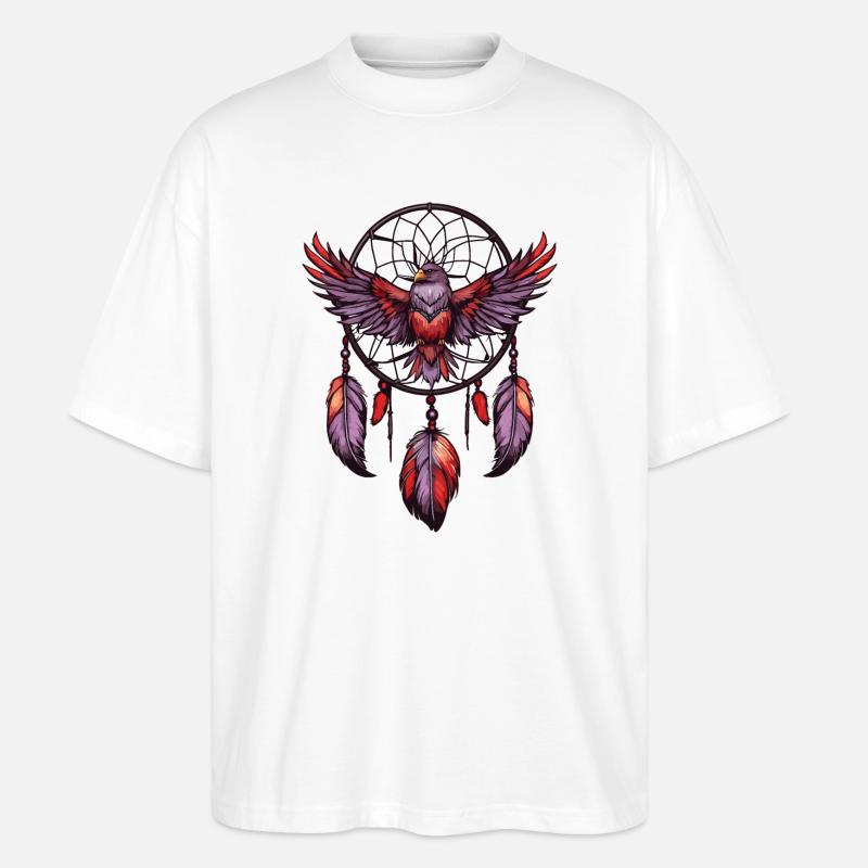 Traumfänger mit Vogel - Stanley/Stella Oversized Unisex Bio T-Shirt Blaster 2.0 - Weiß