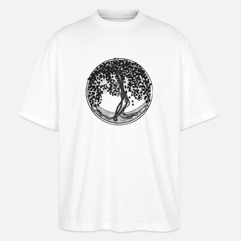Dunkler Baumkreis Silhouette - Stanley/Stella Oversized Unisex Bio T-Shirt Blaster 2.0 - Weiß