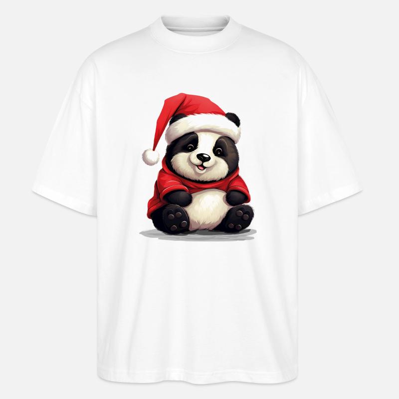 Panda Mignon, Noël, Panda Ours - T-shirt bio Blaster 2.0 coupe oversize Stanley/Stella Unisexe - blanc