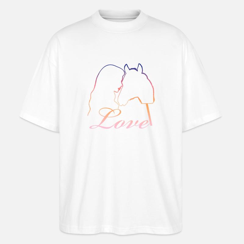 Love Mädchen Pferdekopf - Stanley/Stella Oversized Unisex Bio T-Shirt Blaster 2.0 - Weiß