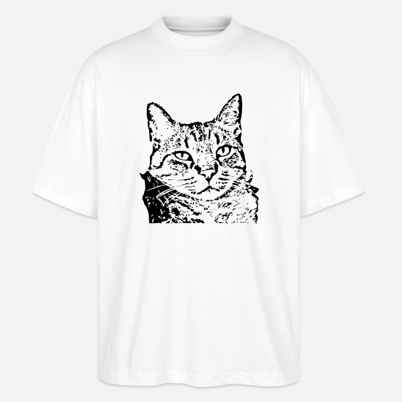 Katze Tigerkatze Katzenshirt Geschenk - Stanley/Stella Oversized Unisex Bio T-Shirt Blaster 2.0 - Weiß