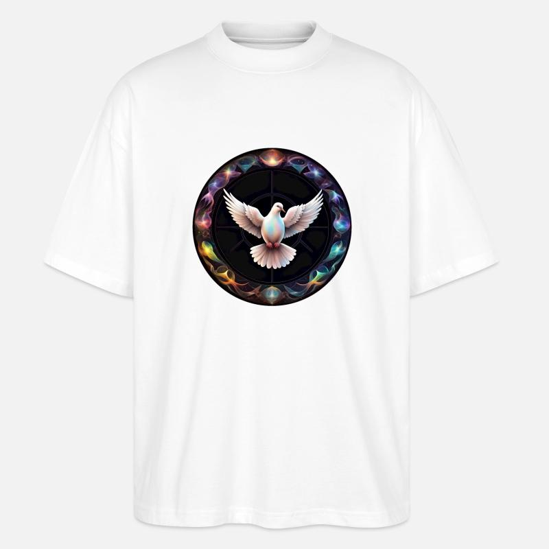 Friedens-Taube im Farbenzauber - Stanley/Stella Oversized Unisex Bio T-Shirt Blaster 2.0 - Weiß