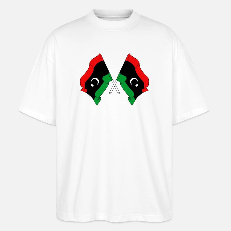 Zwei Flaggen Libyen - Stanley/Stella Oversized Unisex Bio T-Shirt Blaster 2.0 - Weiß