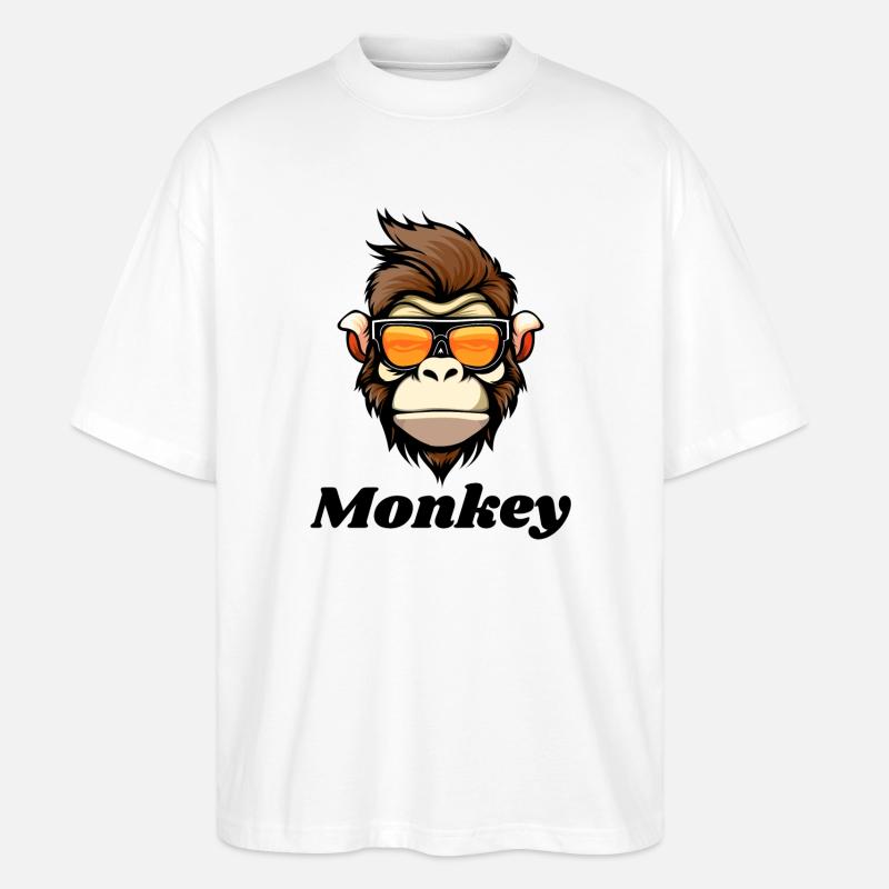 monkey, singe, primate - T-shirt bio Blaster 2.0 coupe oversize Stanley/Stella Unisexe - blanc