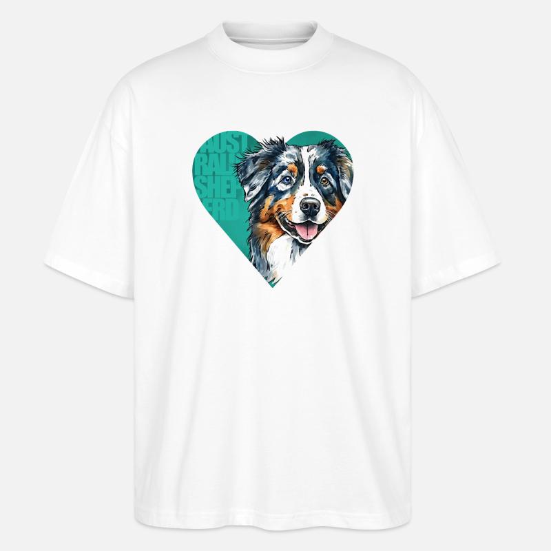 Australian Shepherd Portrait - Stanley/Stella Oversized Unisex Bio T-Shirt Blaster 2.0 - Weiß