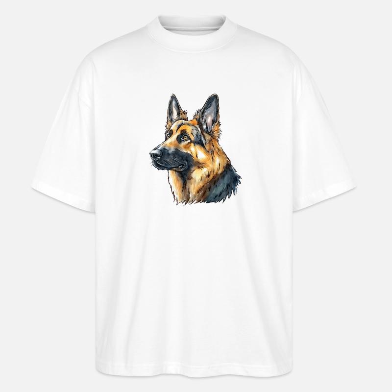 Deutscher Schäferhund Portrait - Stanley/Stella Oversized Unisex Bio T-Shirt Blaster 2.0 - Weiß