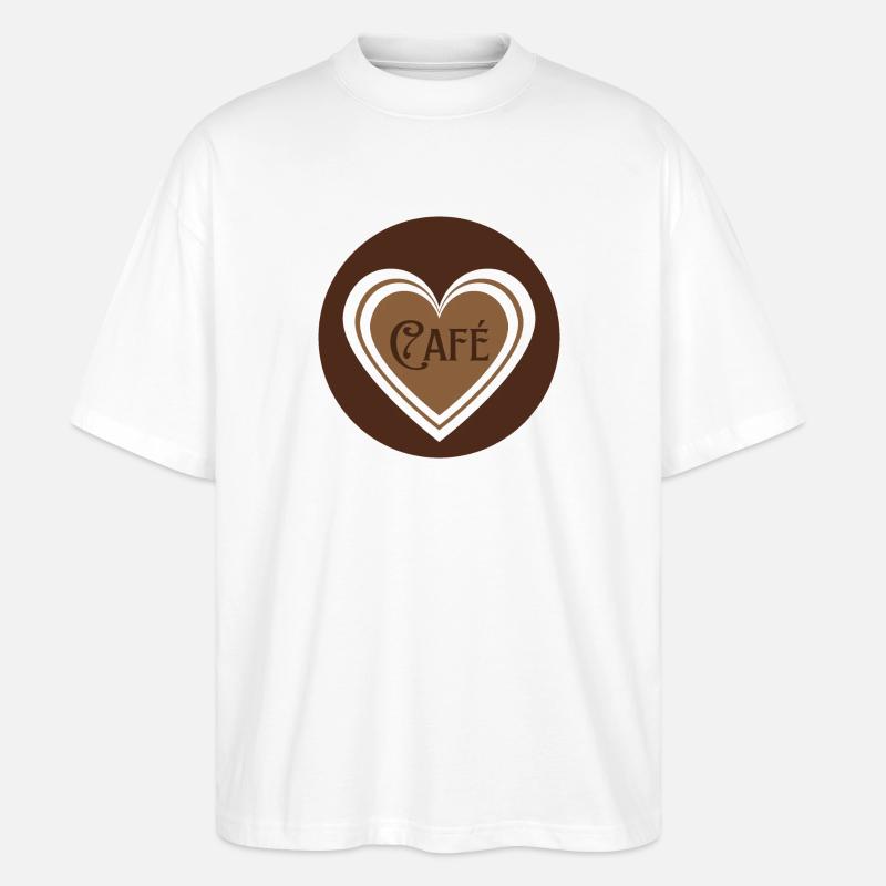 Kaffee mit Herzen - Stanley/Stella Oversized Unisex Bio T-Shirt Blaster 2.0 - Weiß