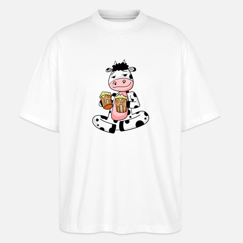 Kuh mit Bier - Stanley/Stella Oversized Unisex Bio T-Shirt Blaster 2.0 - Weiß