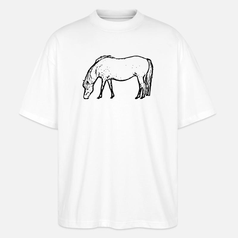 Pferd schwarz - Stanley/Stella Oversized Unisex Bio T-Shirt Blaster 2.0 - Weiß