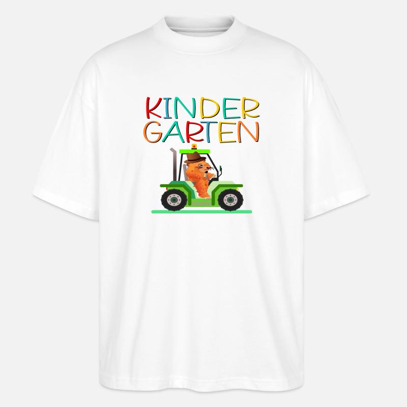Kindergarten Kind Traktor - Stanley/Stella Oversized Unisex Bio T-Shirt Blaster 2.0 - Weiß