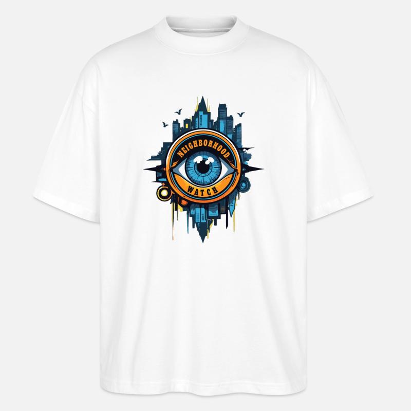 Œil de surveillance de quartier - T-shirt bio Blaster 2.0 coupe oversize Stanley/Stella Unisexe - blanc