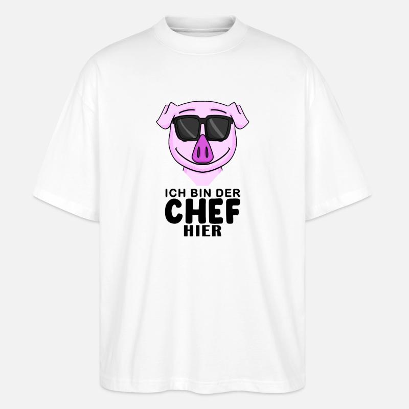 Chef Spruch mit Schwein Motiv - Stanley/Stella Oversized Unisex Bio T-Shirt Blaster 2.0 - Weiß
