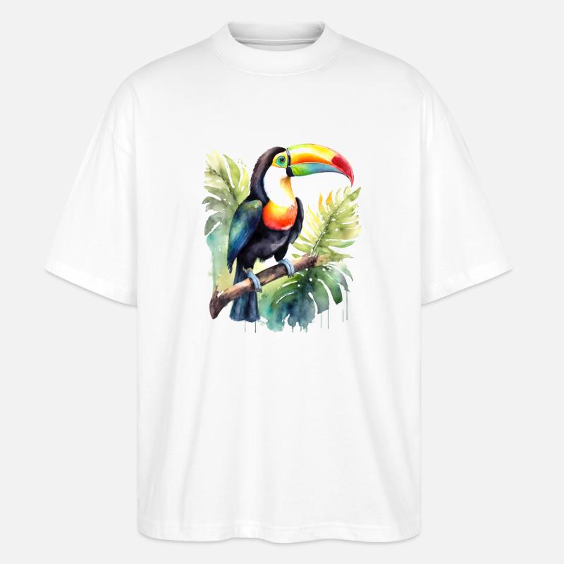Tukan Aquarell - Stanley/Stella Oversized Unisex Bio T-Shirt Blaster 2.0 - Weiß