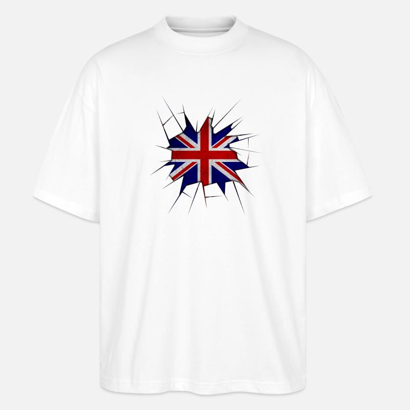 Union Jack Flagge zerbrochenes Glas - Stanley/Stella Oversized Unisex Bio T-Shirt Blaster 2.0 - Weiß