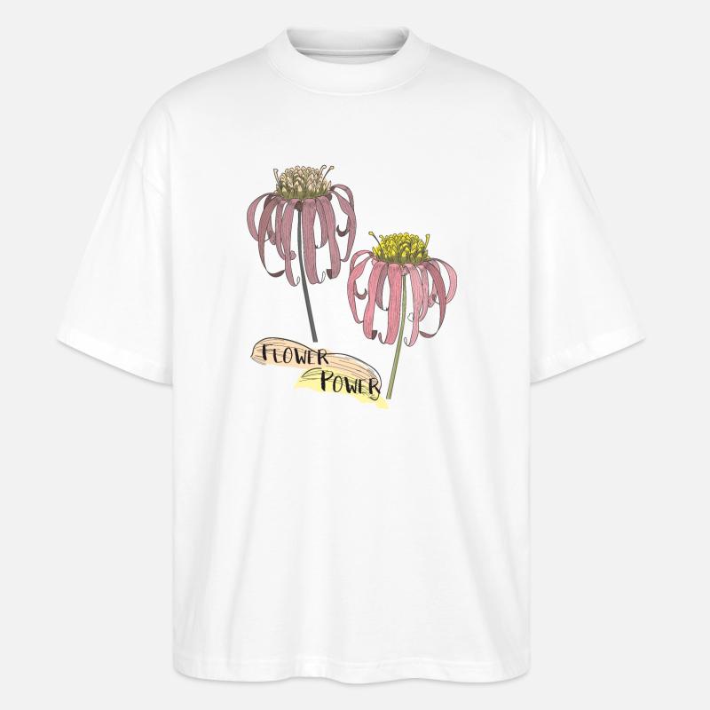 Échinacée, échinacée - T-shirt bio Blaster 2.0 coupe oversize Stanley/Stella Unisexe - blanc