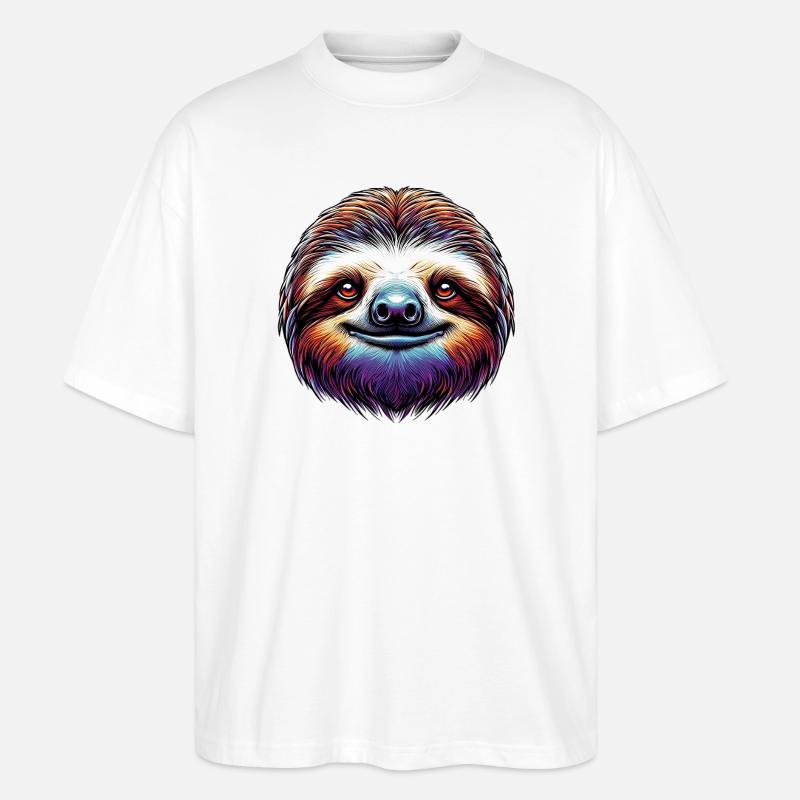 Faultier - Stanley/Stella Oversized Unisex Bio T-Shirt Blaster 2.0 - Weiß