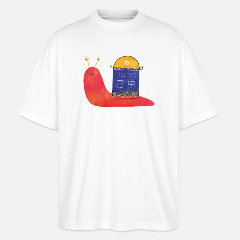 Schnecke mit Haus – Lustiges Design 🐌🏡 - Stanley/Stella Oversized Unisex Bio T-Shirt Blaster 2.0 - Weiß