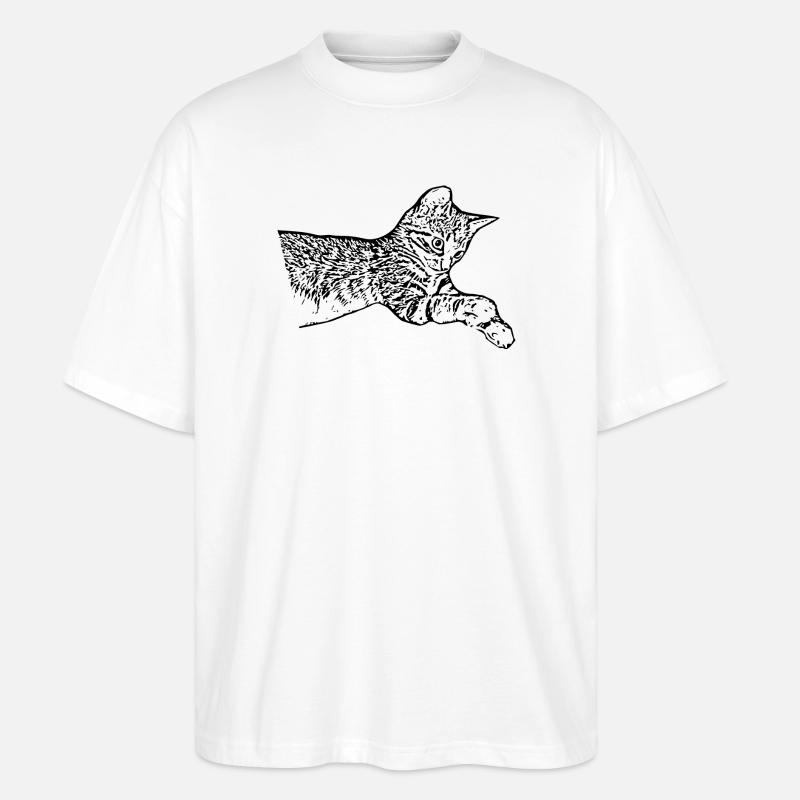 Cat Black Kitten Kitten - Stanley/Stella Oversized Unisex Organic T-shirt Blaster 2.0 - white