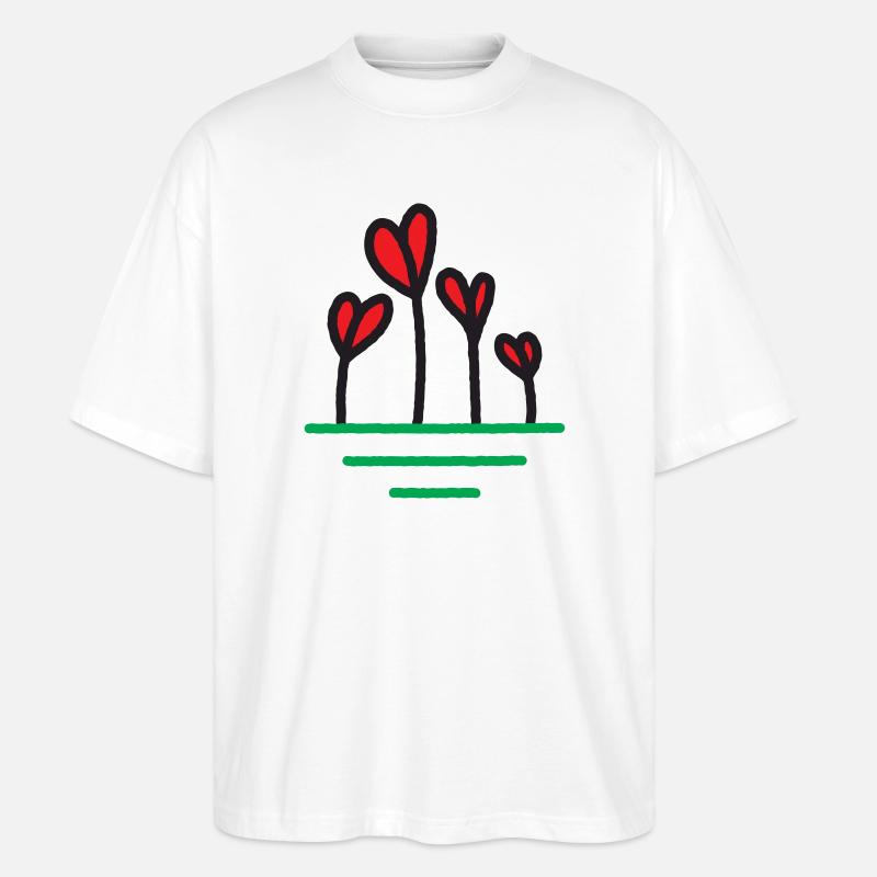 Herz sprießt in Blüte - Stanley/Stella Oversized Unisex Bio T-Shirt Blaster 2.0 - Weiß