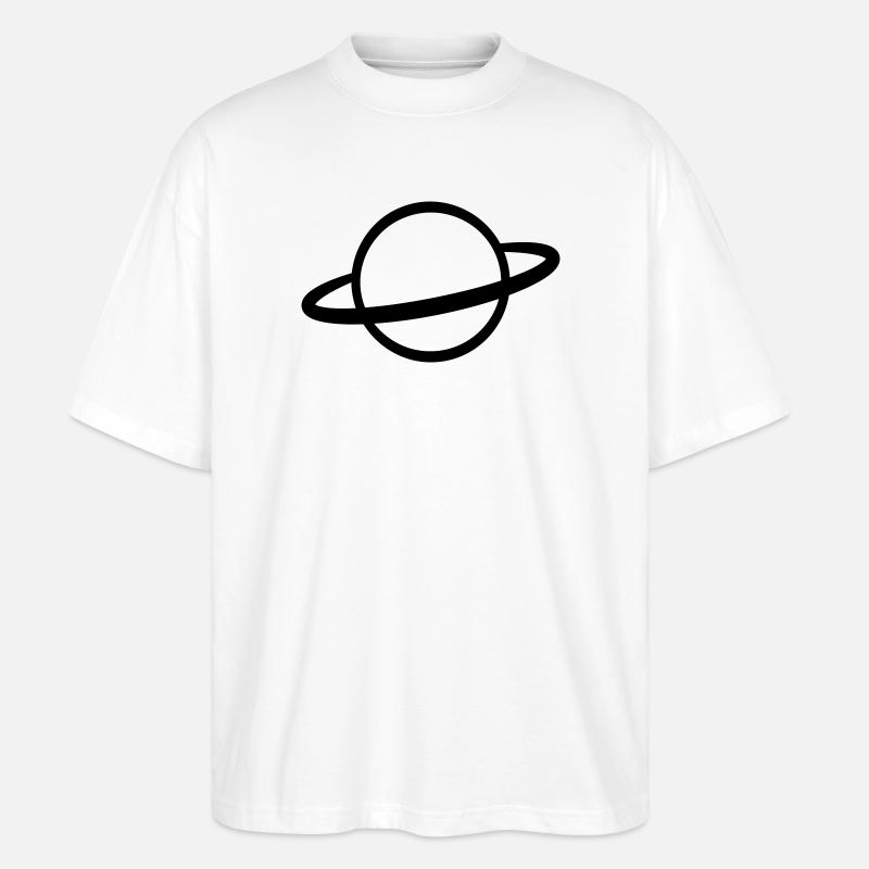 Planet mit Ring Symbol Umriss - Stanley/Stella Oversized Unisex Bio T-Shirt Blaster 2.0 - Weiß