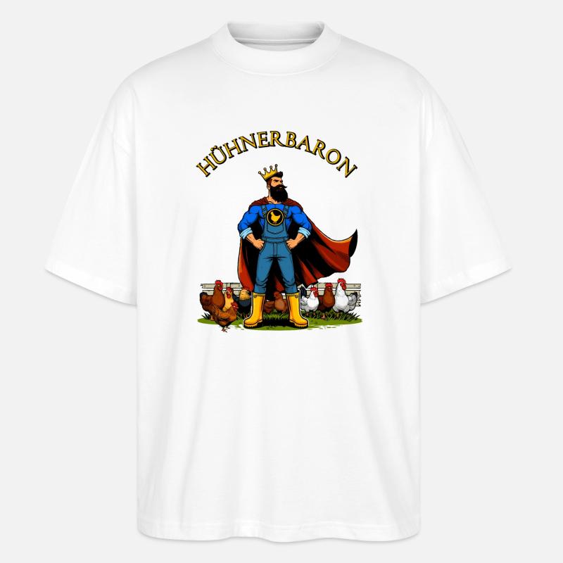 Hühnerbaron Hühnerheld Hühner Fan - Stanley/Stella Oversized Unisex Bio T-Shirt Blaster 2.0 - Weiß