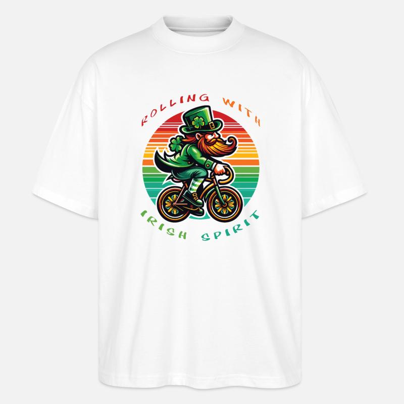 Leprechaun Radfahren St. Patrick's Day - Stanley/Stella Oversized Unisex Bio T-Shirt Blaster 2.0 - Weiß