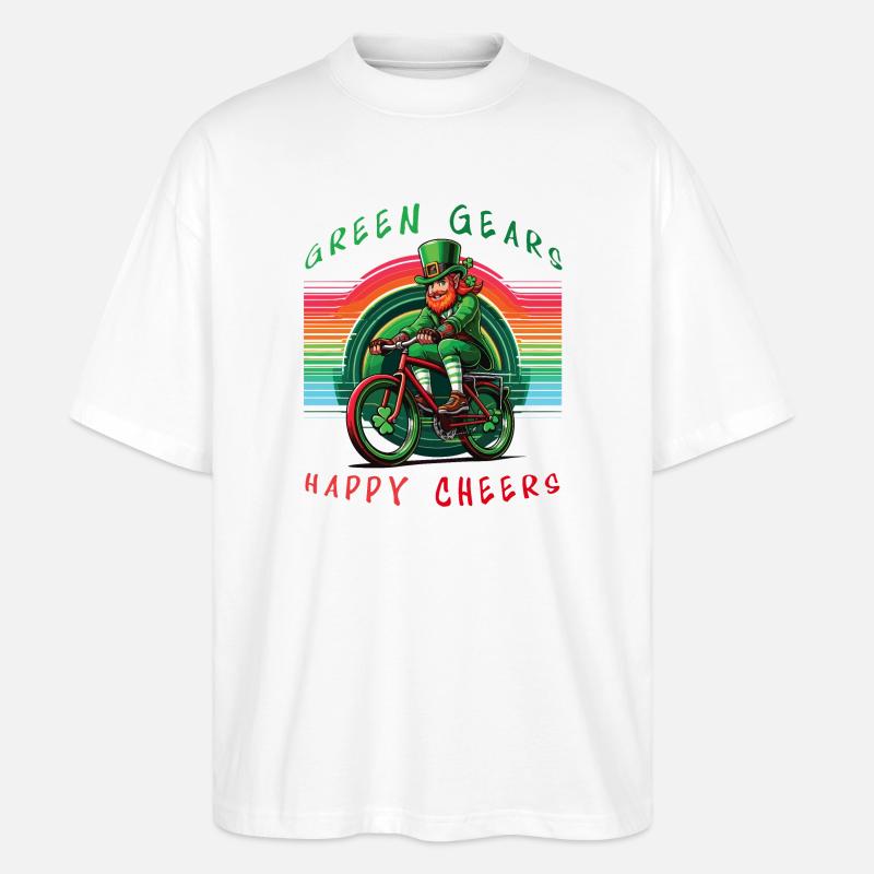 Leprechaun Radfahren St. Patrick's Day Design - Stanley/Stella Oversized Unisex Bio T-Shirt Blaster 2.0 - Weiß