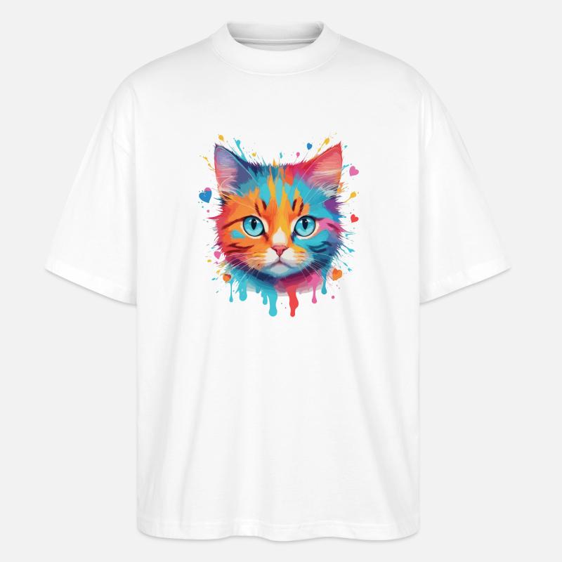 Niedliche Katze - Stanley/Stella Oversized Unisex Bio T-Shirt Blaster 2.0 - Weiß
