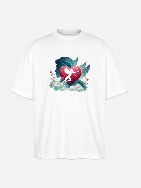 Cupid Archer Heart Artwork - Stanley/Stella Oversized Unisex Organic T-shirt Blaster 2.0 - white