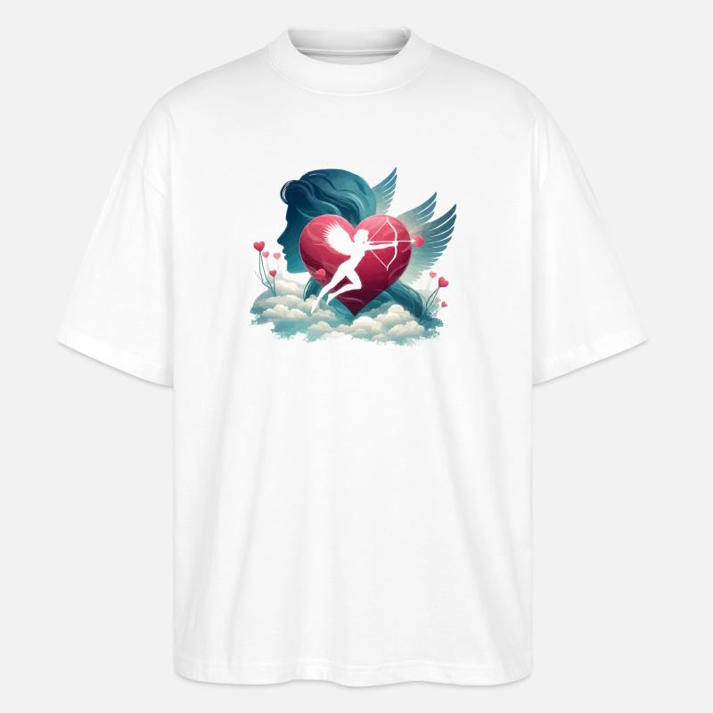 Amor Bogenschütze Herz Kunstwerk - Stanley/Stella Oversized Unisex Bio T-Shirt Blaster 2.0 - Weiß