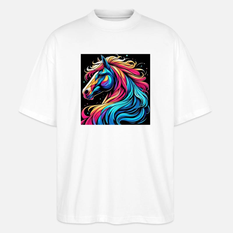 Pferd - Stanley/Stella Oversized Unisex Bio T-Shirt Blaster 2.0 - Weiß