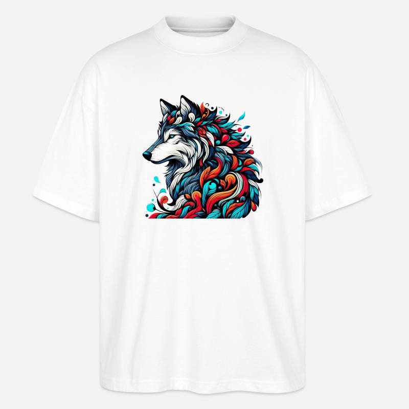 Wolf - Stanley/Stella Oversized Unisex Organic T-shirt Blaster 2.0 - white