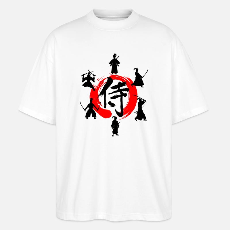 Enso-Zen-Kreis mit Samurai - Stanley/Stella Oversized Unisex Bio T-Shirt Blaster 2.0 - Weiß