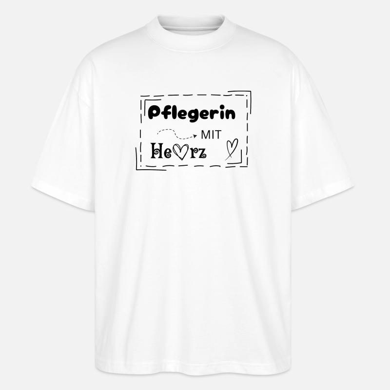 Pflegerin mit Herz - Stanley/Stella Oversized Unisex Bio T-Shirt Blaster 2.0 - Weiß