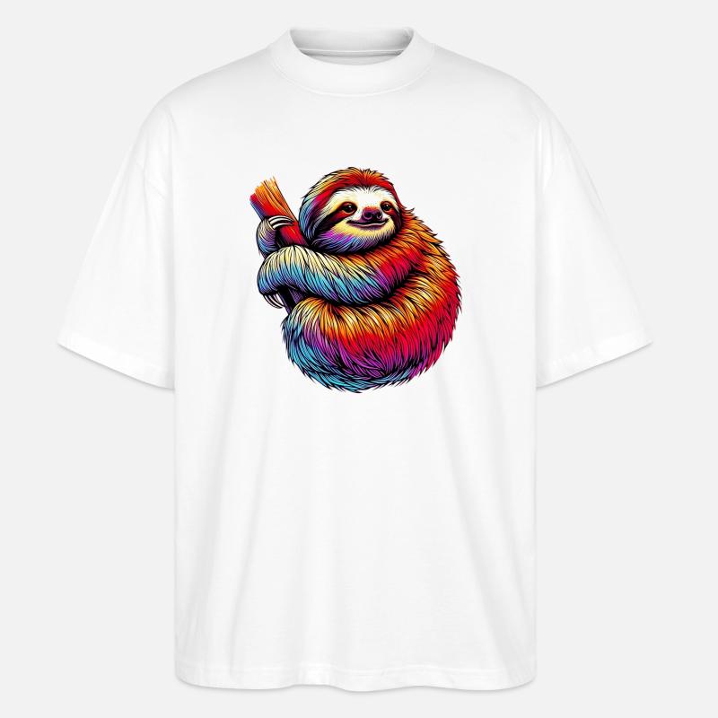 Faultier - Stanley/Stella Oversized Unisex Bio T-Shirt Blaster 2.0 - Weiß