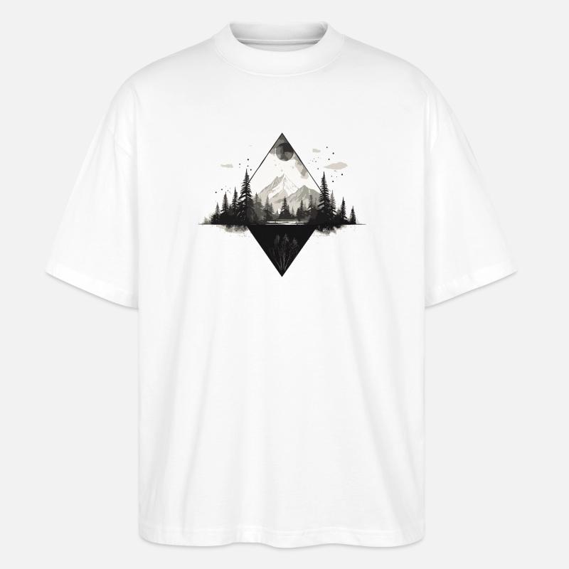Gipfelpfad im Nebelwald - Stanley/Stella Oversized Unisex Bio T-Shirt Blaster 2.0 - Weiß