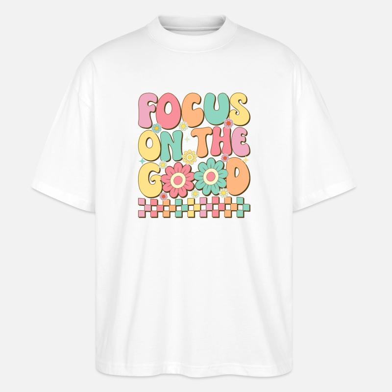 Fokus auf das Gute - Stanley/Stella Oversized Unisex Bio T-Shirt Blaster 2.0 - Weiß