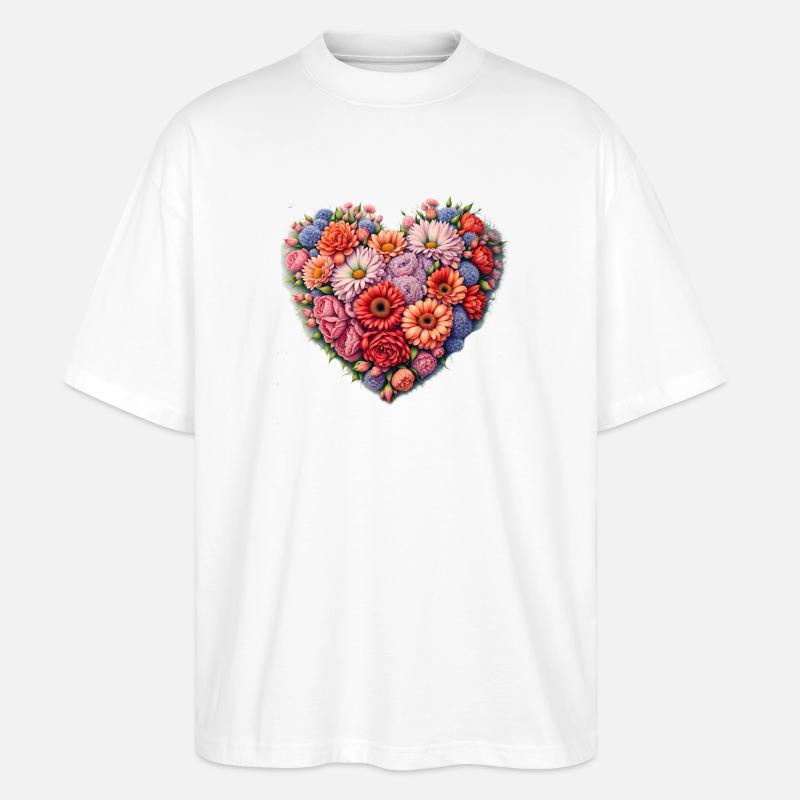 Blumenherz Farbpalette - Stanley/Stella Oversized Unisex Bio T-Shirt Blaster 2.0 - Weiß