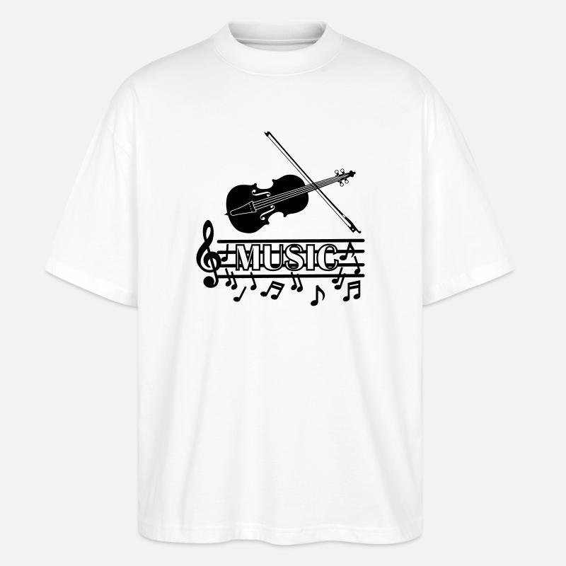 Geigenmusik-Logo - Stanley/Stella Oversized Unisex Bio T-Shirt Blaster 2.0 - Weiß
