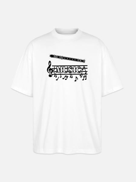 Recorder music logo - Stanley/Stella Oversized Unisex Organic T-shirt Blaster 2.0 - white