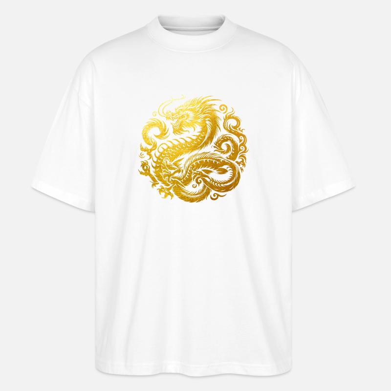 Chinesisches Drachen-Tattoo - Stanley/Stella Oversized Unisex Bio T-Shirt Blaster 2.0 - Weiß