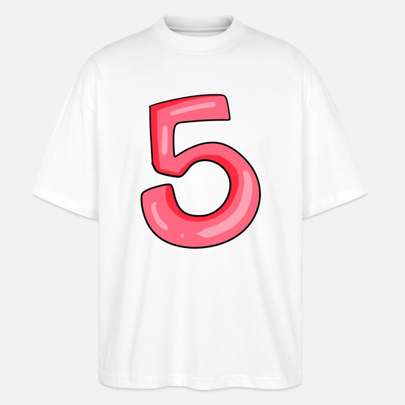 Zahl 5 Nummer - Stanley/Stella Oversized Unisex Bio T-Shirt Blaster 2.0 - Weiß