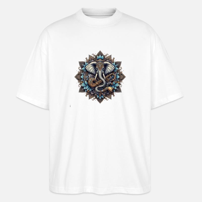 Elefantenmandala im Steampunk-Stil - Stanley/Stella Oversized Unisex Bio T-Shirt Blaster 2.0 - Weiß