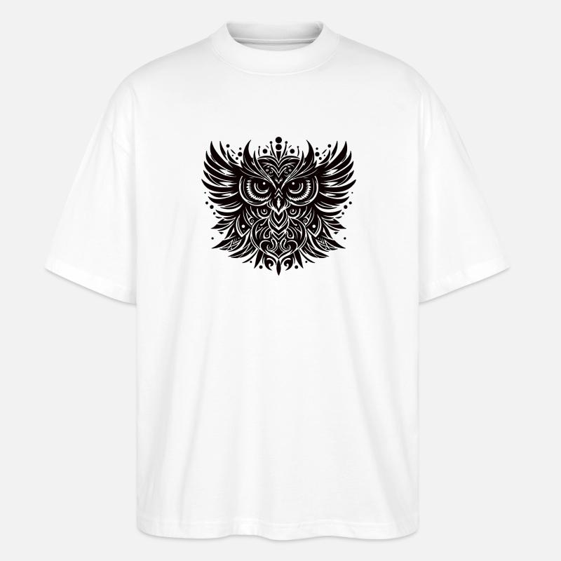 Schwarze Eule - Stanley/Stella Oversized Unisex Bio T-Shirt Blaster 2.0 - Weiß