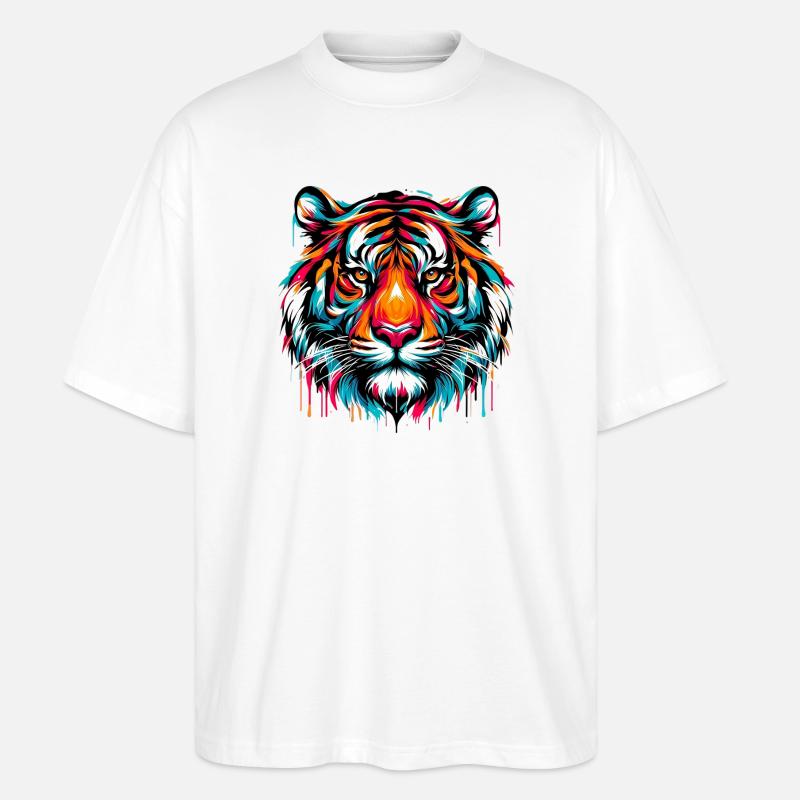 Tiger - Stanley/Stella Oversized Unisex Bio T-Shirt Blaster 2.0 - Weiß