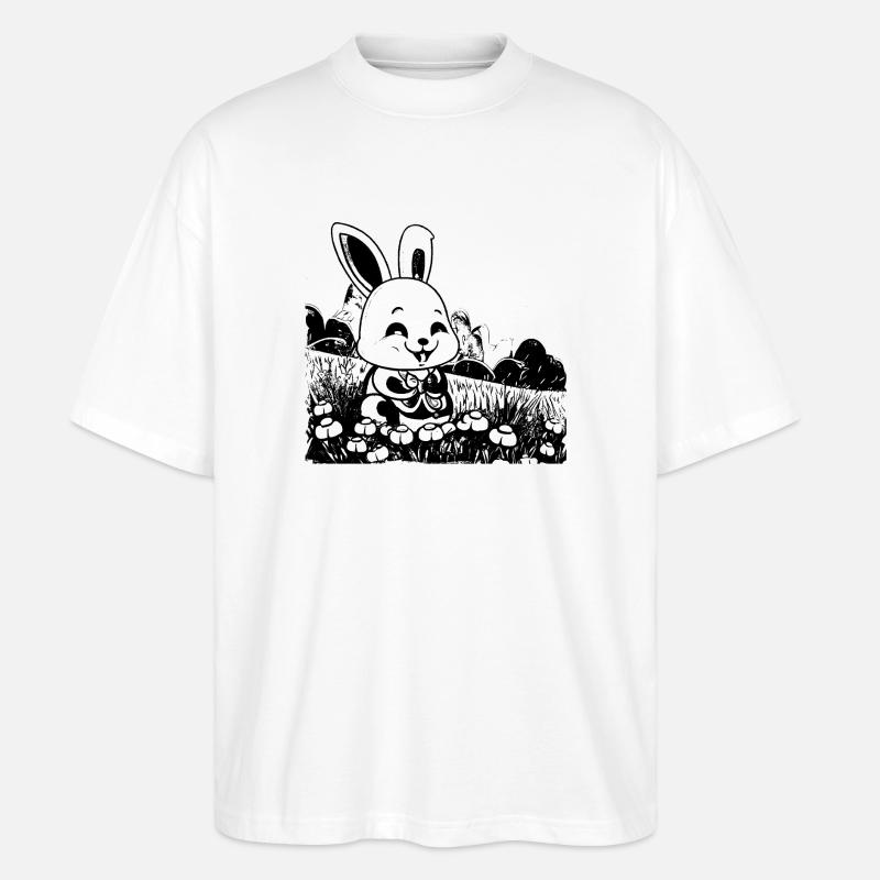 Hase in Wiese comic style - Stanley/Stella Oversized Unisex Bio T-Shirt Blaster 2.0 - Weiß