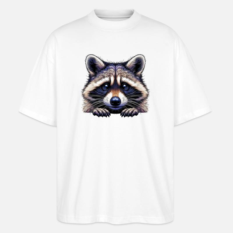 Waschbär - Stanley/Stella Oversized Unisex Bio T-Shirt Blaster 2.0 - Weiß