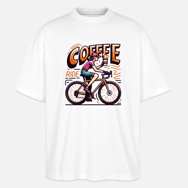 Lebendige Kaffeefahrt Illustration - Stanley/Stella Oversized Unisex Bio T-Shirt Blaster 2.0 - Weiß