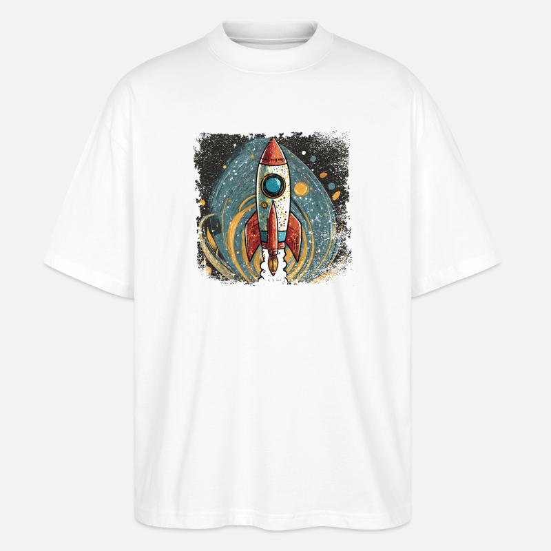 Fusée au design élégant - T-shirt bio Blaster 2.0 coupe oversize Stanley/Stella Unisexe - blanc