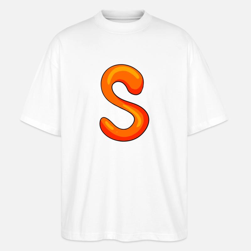 Letter S Initial Letter - Stanley/Stella Oversized Unisex Organic T-shirt Blaster 2.0 - white